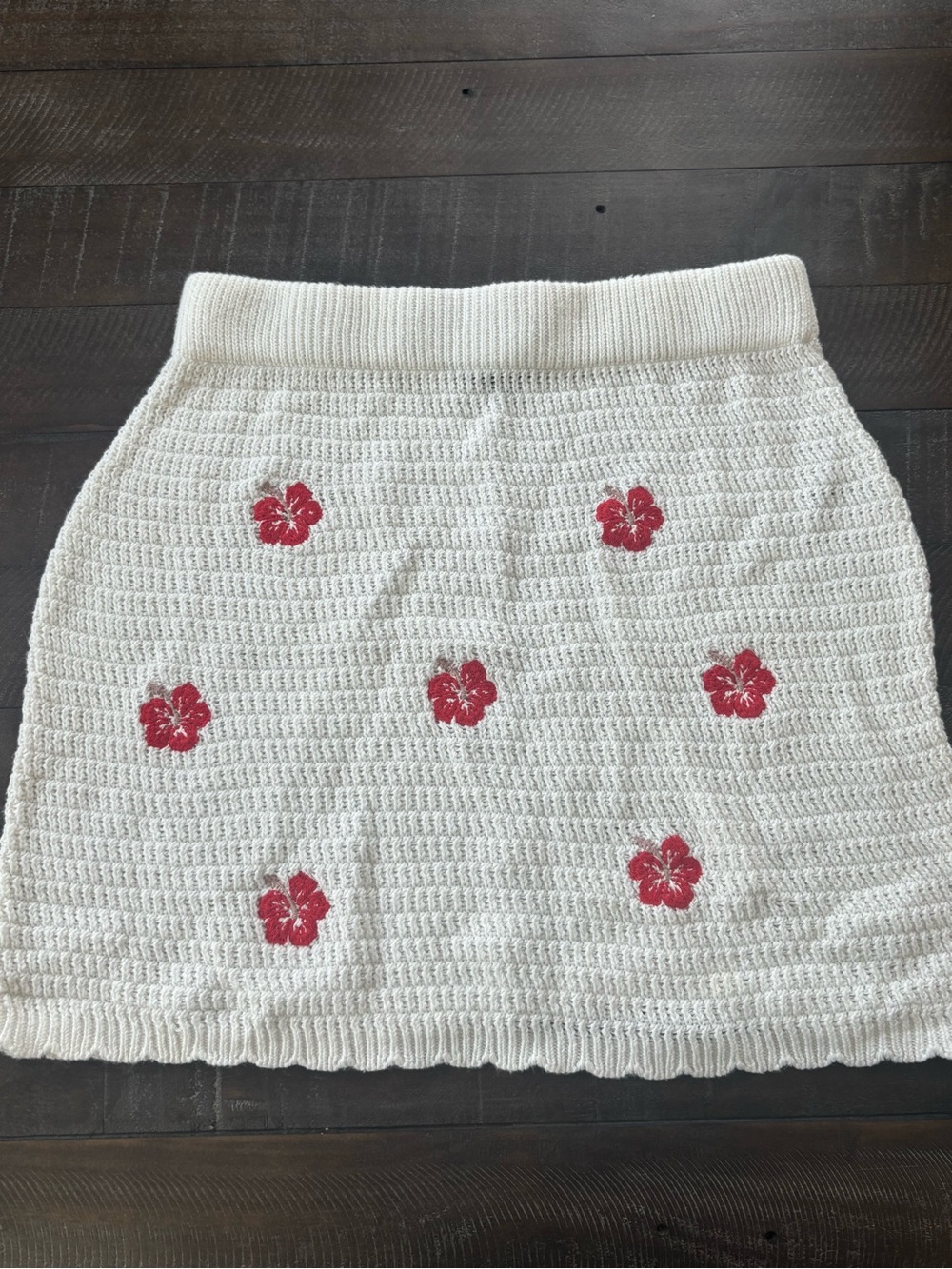 wild fable Cream Crochet Two-Piece Skirt Set with Pink Floral Embroidery - Picture 6 of 7